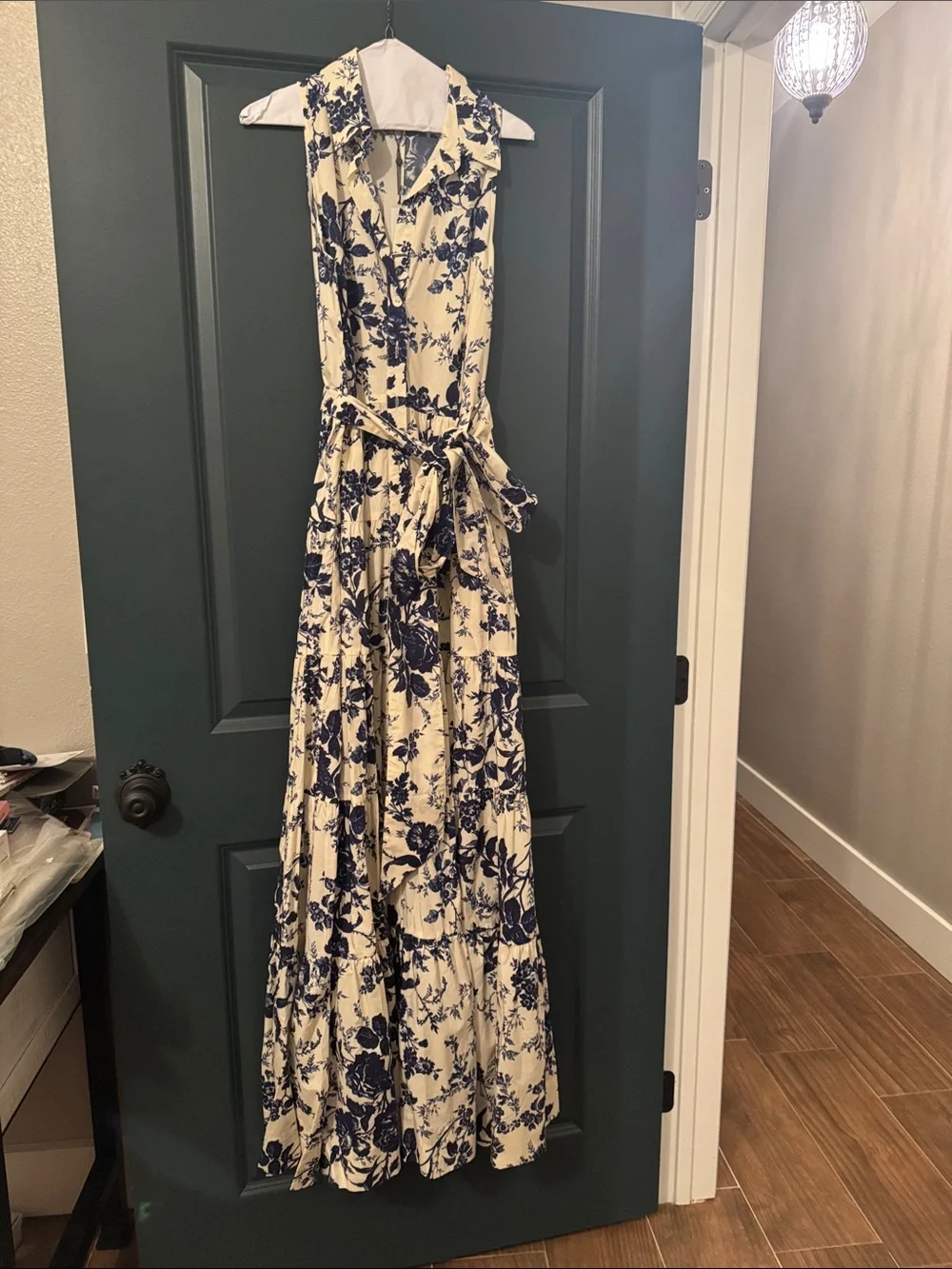 Cara Cara Sleeveless Cream and Navy Floral Maxi Dress - Picture 2 of 6